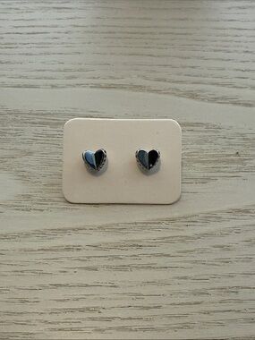 Fossil Silver Heart Stud Earrings